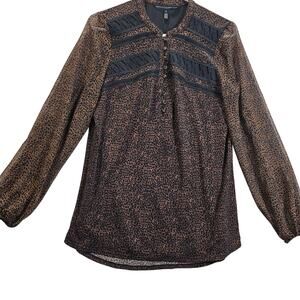White House Black Market Leopard/Cheetah Top Lace Sheer Classy Medium New